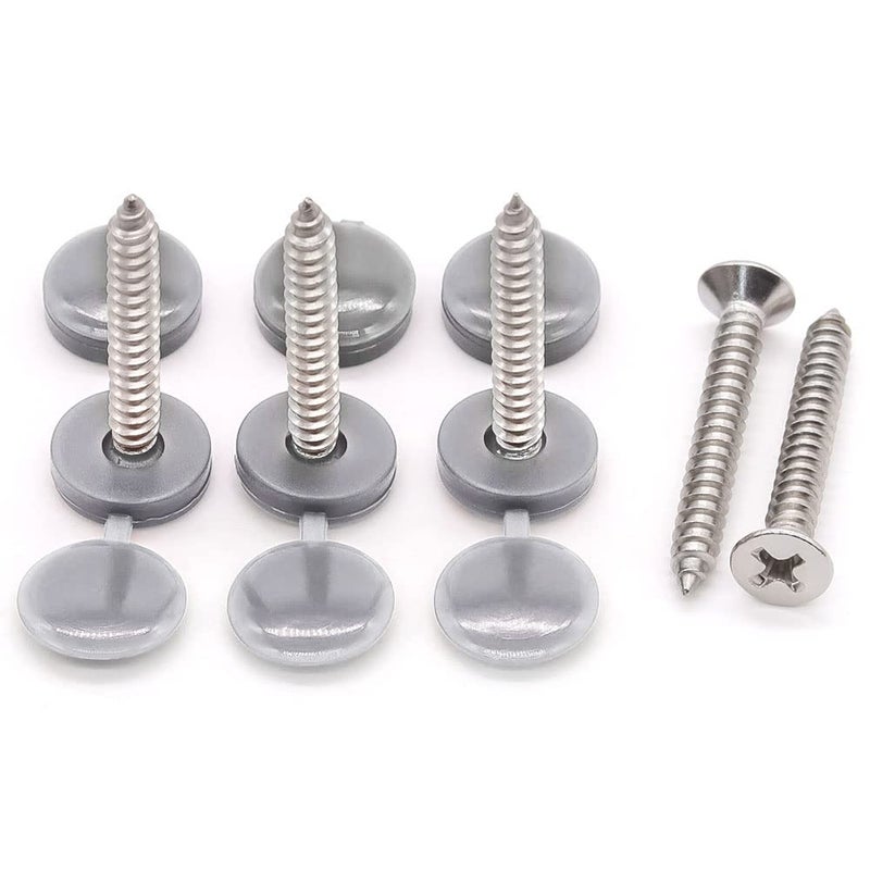 Glvaner M4 (80 pcs) Gray Color Collated Screws Caps Hinged Screw Cover Caps with 20 PCs #8 x 1-1/4" (4.2 x 32mm) Flat Head Wood Screws Stainless Steel 304 (18-8) for TV or Furnitures - Image 4